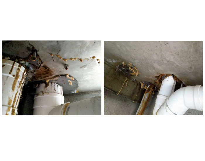 衛生間頂板注漿堵漏失敗案例&mdash;&mdash;后采用背水壓反滲漏防水涂料完美修復